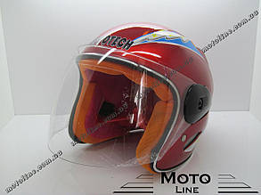 Шолом 906 (шолом дитяче відкрите біле скло) червоний MotoTech