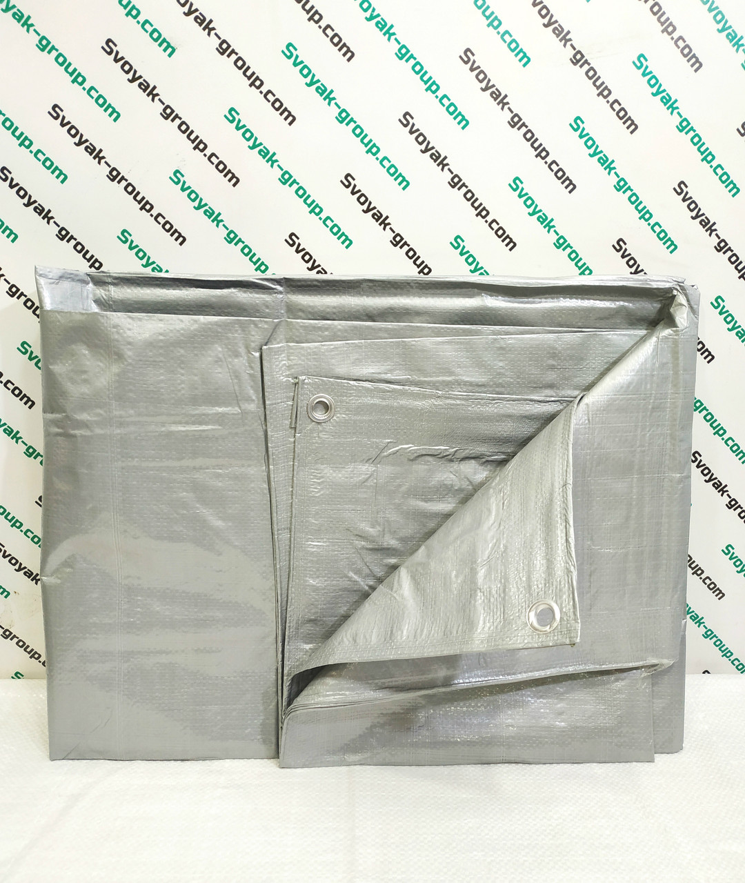 Тент із кільцями сірий "Plandeka" 100g/m2, 6х10 м. Від дощу, снігу, вітру, сонця.Полог.