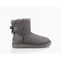 Угги женские UGG Australia Mini Bailey Bow II Grey.Угги женские мини с бантом серого цвета.