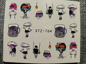 Слайдер-дизайн для нігтів (водні наклейки на нігті) STZ-764