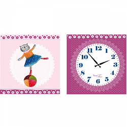 Годинник + матриця на полотні Кішка на м'ячі