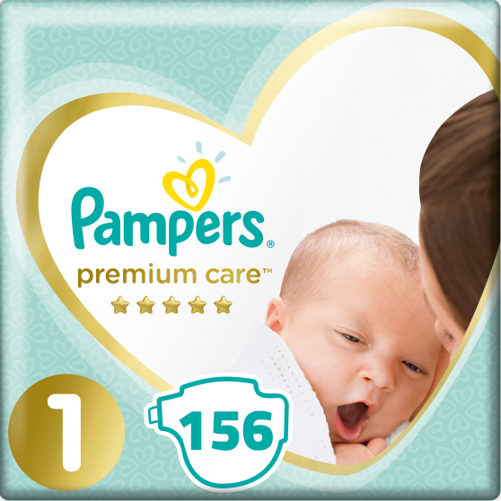 Підгузки дитячі Pampers Premium Care New Born 1 (2-5 кг) Mega Pack 156 шт, фото 1