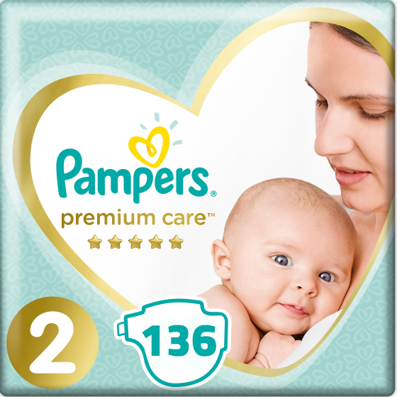 Подгузники детские Pampers Premium Care New Baby 2 (4-8 кг) Mega Pack 136 шт - фото 1 - id-p1047708136