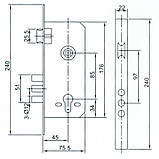 Замок врізний з ручками USK 85/40-012/6005-3R матова кава, фото 5