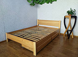 Двуспальная кровать с выдвижными ящиками из массива натурального дерева "Эконом" от производителя, фото 2