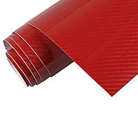 Виниловая карбоновая пленка 5D Красный 152 х 30 см. Красная карбоновая пленка 5Д 152х30см