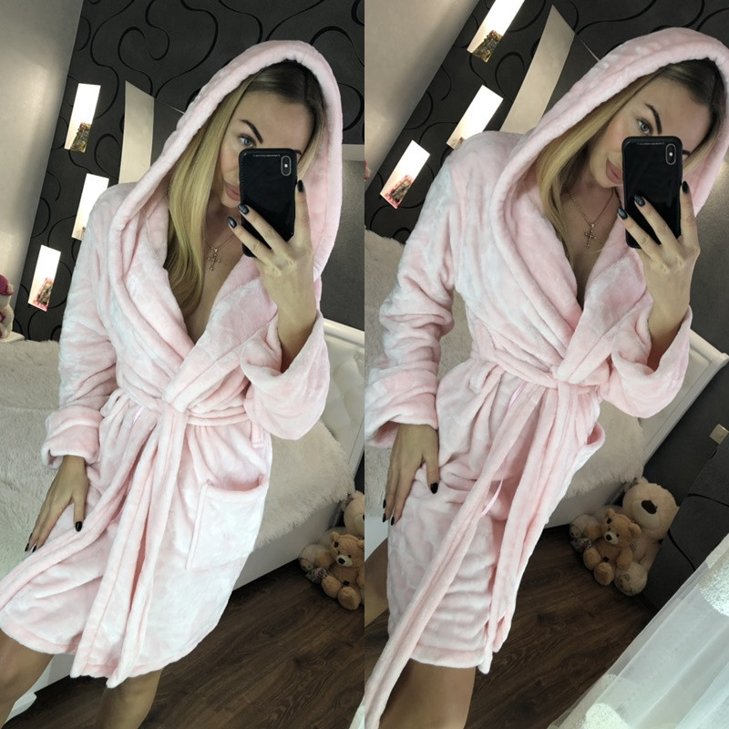Короткий теплий махровий халат Туреччина з капюшоном