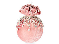 Ялинкова куля діаметром 10 см з ажурним прикрасою "рожева перлина"