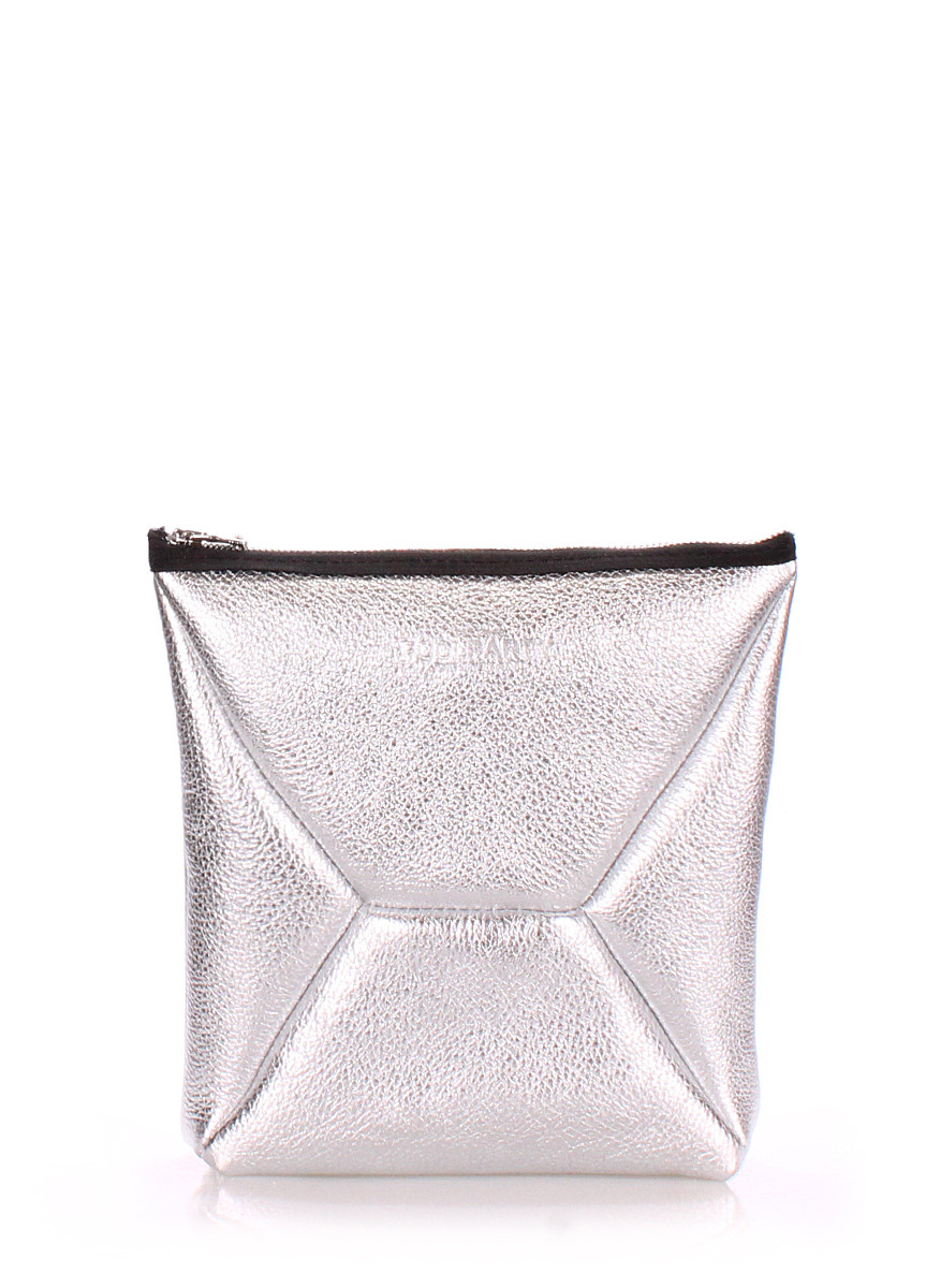 Шкіряна косметичка-клатч POOLPARTY THE X срібна, фото 1