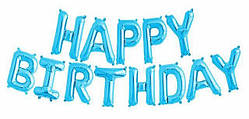 Фольговані кульки букви блакитні HAPPY BIRTHDAY Китай 16" (40см) упаковка