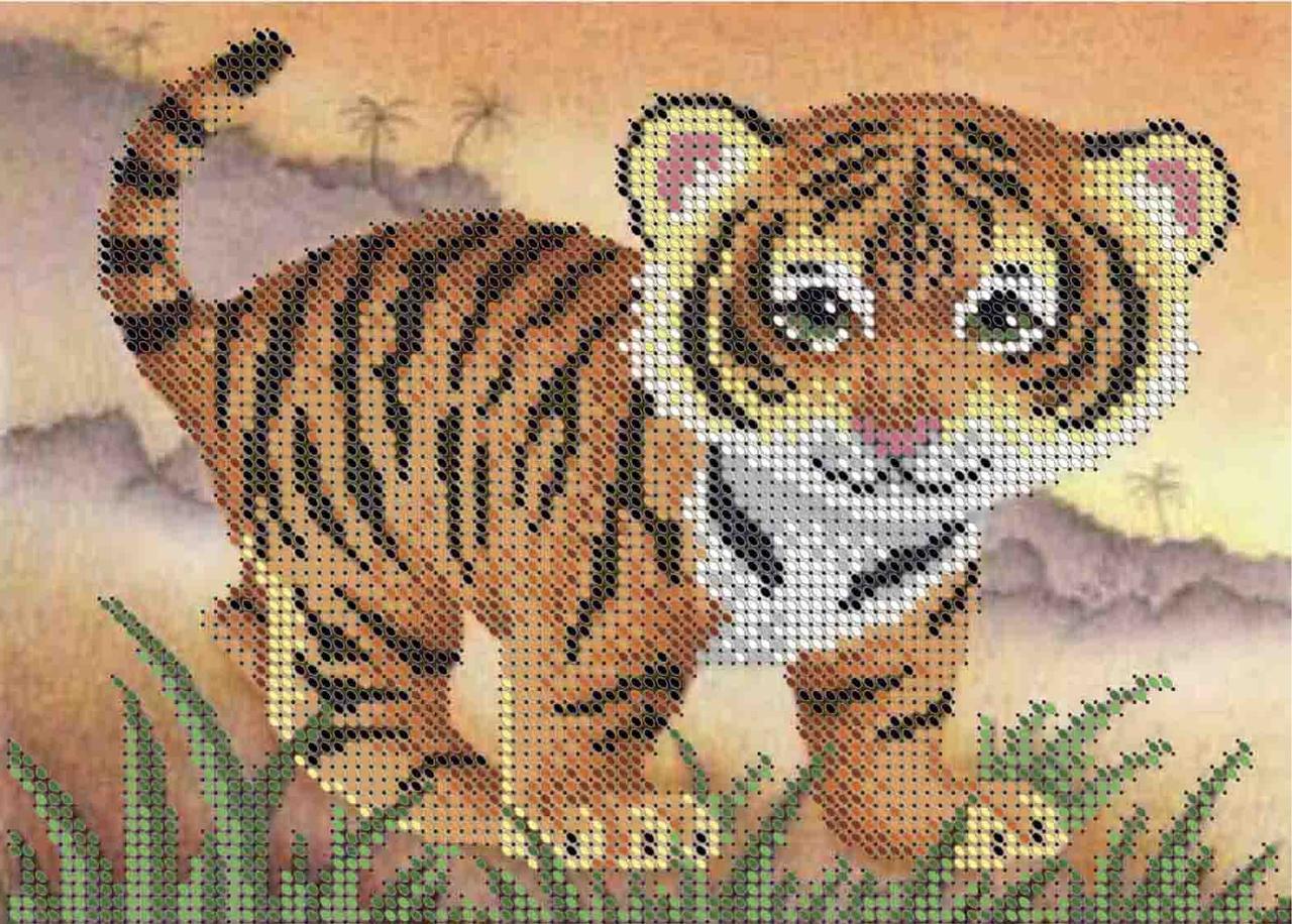 Схема для вишивання бісером на габардині Тигреня  А5-Д-273