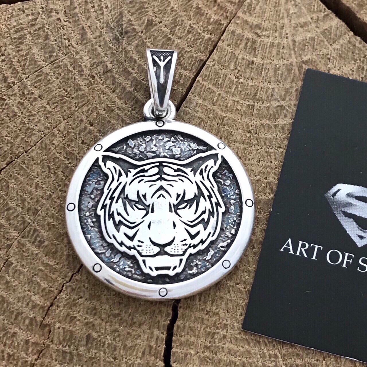 Срібна підвіска оберег Тигр із лапою., фото 1