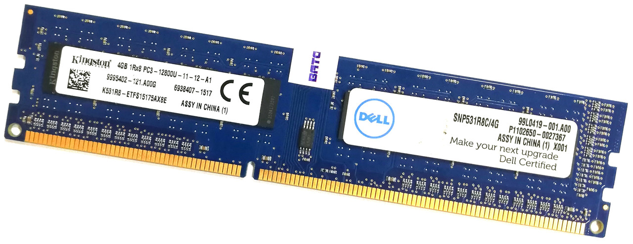 Оперативная память Kingston DDR3 4Gb 1600MHz PC3-12800U CL11 1R8 (K531R8-ETFS) Б/У