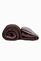 Плед флисовый двойной 145х200 см бежевый-шоколад