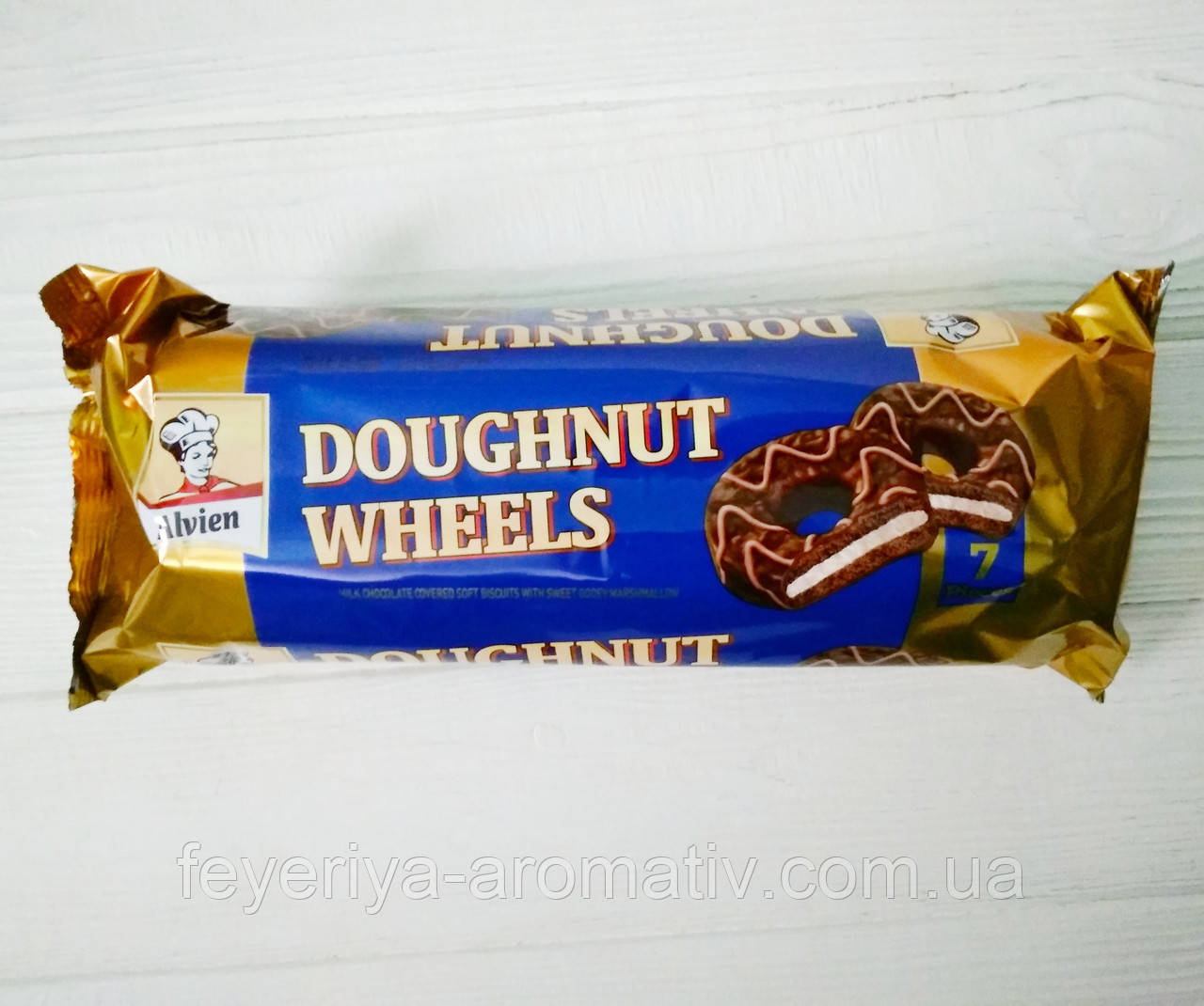 Шоколадне печиво з зефіром Alvien Doughnut Wheels, 7шт (Туреччина)