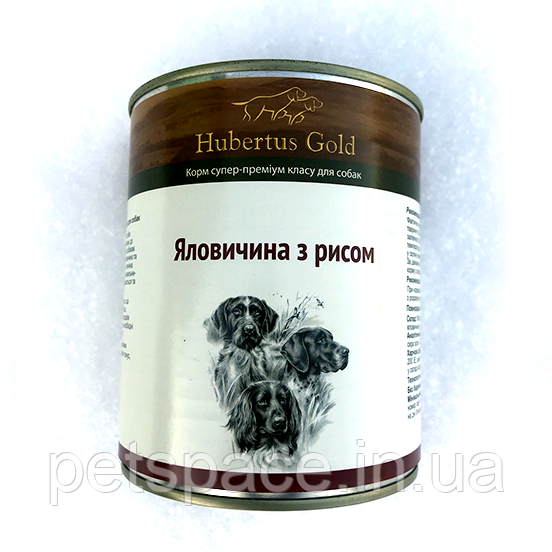 Консервований корм Hubertus Gold Яловичина та Рис 800г.