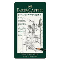 Олівці чорнографітні Faber-Castell 12 шт 9000 5Н-5В мет. коробка (+1471)