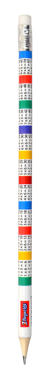 Олівець 1Вересня ч/гр коло. з ласт. в пл. тубі "Таблиця множення", 36шт/уп, фото 1