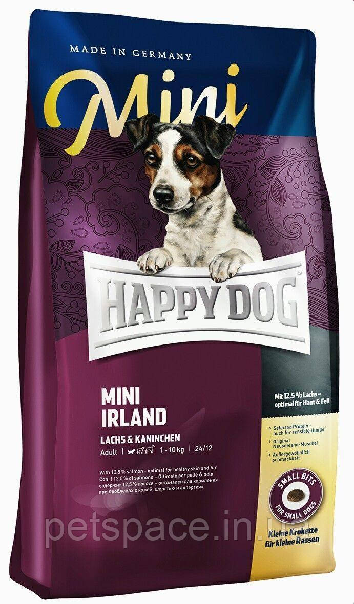 Сухий корм Happy Dog Mini Irland (Хеппі Дог Ірландія дрібних порід лосось і кролик) 1кг.
