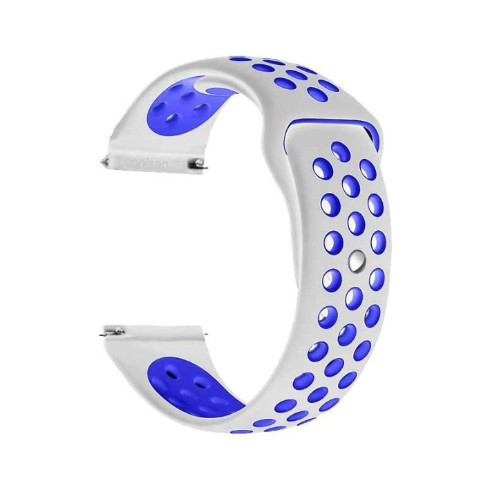 Силіконовий ремінець Sport Nike Style для Xiaomi Amazfit Bip / Lite / 20 мм Білий / Синій 1674P, фото 1