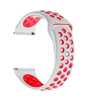 Силіконовий ремінець Sport Nike Style для Xiaomi Amazfit Bip / Lite / 20 мм Білий / Червоний 1674P