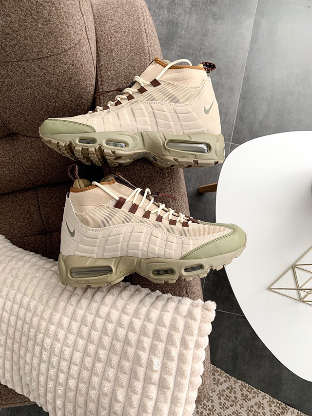 Зимние кроссовки Nike Air Max 95 Sneakerboot beige / Мужская термо обувь Найк Сникербут бежевые зима высокие