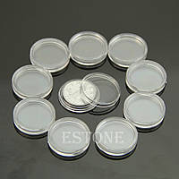 Пластиковые капсулы для монет прозрачные 23 мм набор 10 шт