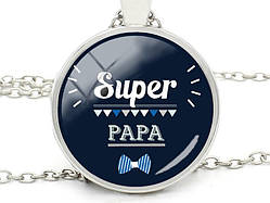 Кулон тато в подарунок круглий із ланцюжком Супер Папа
