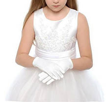 Білі рукавички для дівчаток атласні