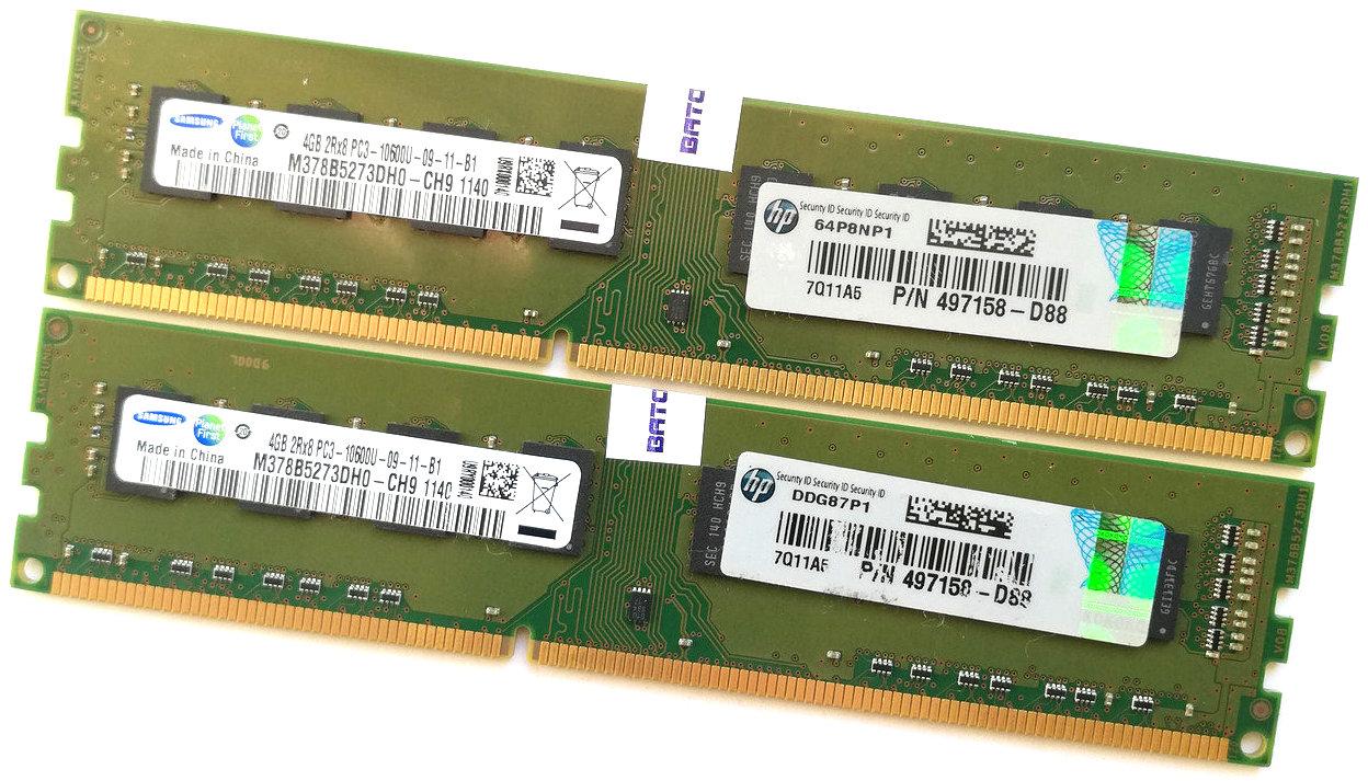 Комплект оперативної пам'яті Samsung DDR3 8Gb (2x4Gb) 1333MHz PC3-10600U 2R8 CL9 (M378B5273DH0-CH9) Б/В