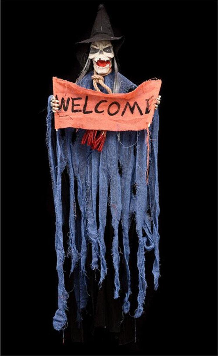 Відьма Welcome в синьому балахоні страшний нежити декор для Гелловіна вечірки