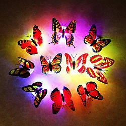 Нічник метелик кольорові світлові наклейки на стіну з метеликом Легке встановлення нічник для дому 1 шт.