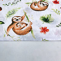 Польська бязь "Лінивці з листям на білому", фото 3