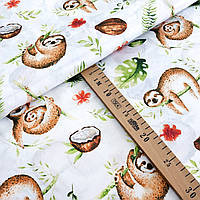 Польська бязь "Лінивці з листям на білому", фото 2