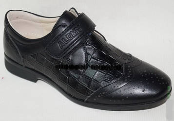 Туфлі модні для хлопчика на липучці чорні 36, 38