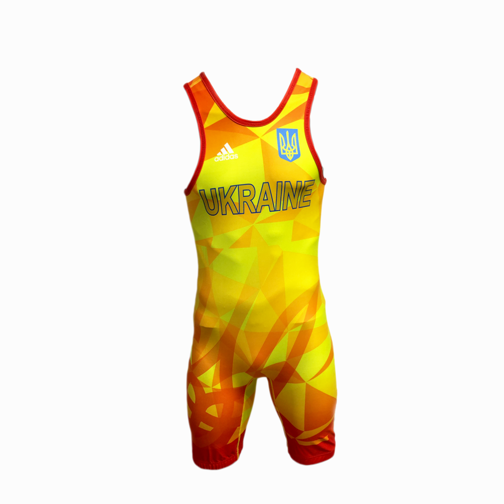 Трико борцівське Adidas UWW Ukraine Yellow/Red S, фото 1