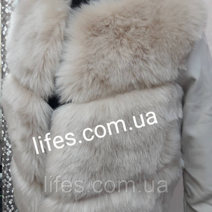 Хутряна шуба Ірен зі штучного еко-хутра песця