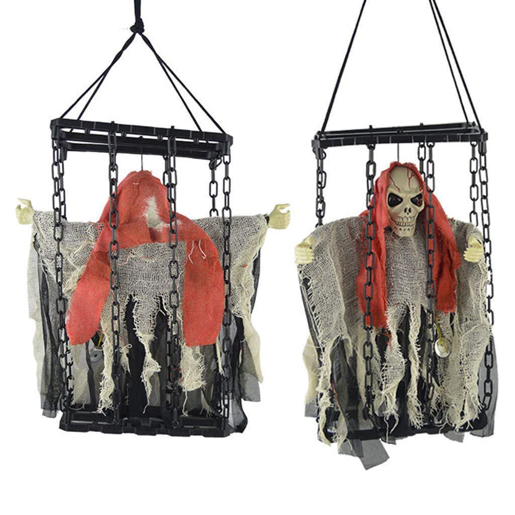 Нежити у висновку череп привид у клітці з ланцюгами з криком і тремтінням