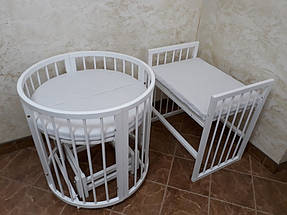 Детская кроватка белая с матрасиком трансформером и маятником 1