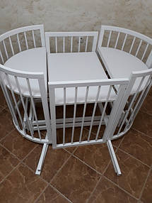 Детская кроватка белая с матрасиком трансформером и маятником 6