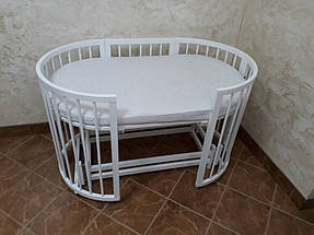 Детская кроватка белая с матрасиком трансформером и маятником 8