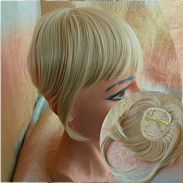 Чілка чубчик накладна на застібках (кліпсах)пшеничний блонд 10-028- 24ВТ613