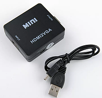 Конвертер перехідник HDMI->VGA USB-живлення +звук HDMI2VGA T2 т2 ps3 ps4