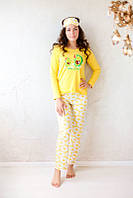 Комплект жіночих штанів футболка з рукавом для дому та сну GABBI Авокадо Жовтий розмір L (11937)
