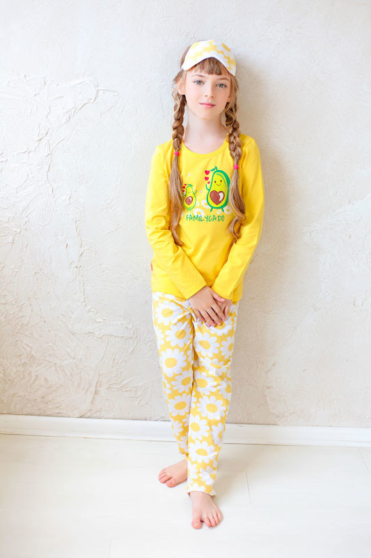 Комплект дитячий бавовняний для дому та сну GABBI Авокадо на зріст 104-128 Жовтий нарозмір S (11937)