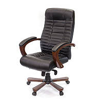 Шкіряне директорське крісло з високою спинкою і дерев'яним оздобленням АТЛАНТ EX MB