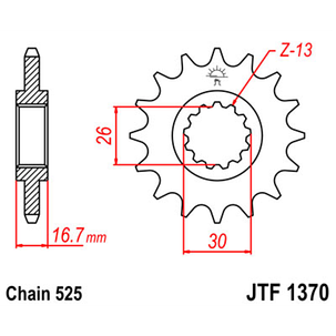 JTF1370.15 Зірка провідна 15 зубів для Honda CB650F 2014-2019, CBR650F 2014-2019, аналог Sunstar SS 41115, фото 3