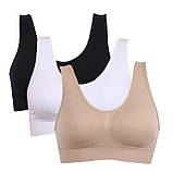 Бюстгальтер топік для спорту. Бюстгальтер безшовний для дому. Ліф бра без кісточок, розмір XXL (чорний), фото 6