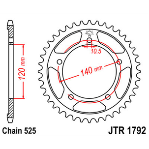 JTR1792.42ZBK задня Зірка 42 зуб для Suzuki DL1000 VStrom /GSR750... аналог Sunstar SS 1-4499-41, фото 1
