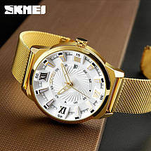 Оригінальні годинник Skmei (Скмей) 9166 Gold gold / Gold blue / white Gold Гарантія!, фото 2